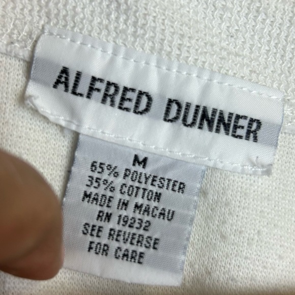 VTG Y2K Henley Tie M Waffle knit Floral Embroidered White Top Womens Grandmacore - Picture 8 of 12